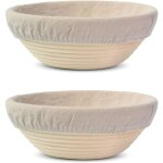 Ensemble de 2 bannetons en rotin de 23 cm : paniers de fermentation ronds pour le levain avec doublure ...
