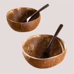 Ensemble de 2 bols en coco et 2 cuillres islande sklum naturel
