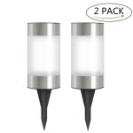 Ensemble de 2 bornes solaires design en acier inoxydable 2 en 1 (lumi�re blanche)