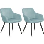 Beliani - ensemble de 2 chaises de repas salle � manger cuisine pieds m�tal et assise rembourr�e en velours ...