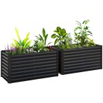 Ensemble de 2 jardini�res sur�lev�es, bac � fleurs extra profond en m�tal, 120 x 60 x 60 cm, gris fonc� ...