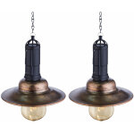 Ensemble de 2 lampes � led avec pendule de plafond solaire, style maison de campagne, terrasses ext�rieures ...