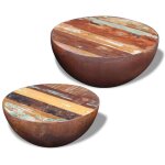 Ensemble de 2 tables basses bois de rcupration massif vidaxl