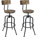 Ensemble de 2 tabourets de bar, chaises de bar industrielles hautes pivotants avec si�ge r�glable, dossier ...