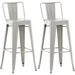 Ensemble de 2 tabourets hauts avec dossier métallique de style industriel dans différentes couleurs colore ... Ensemble de 2 tabourets hauts avec dossier métallique de style industriel dans différentes couleurs colore ...