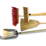 Ensemble de 3 balais de rue + pelle - cantonnier pvc 32 cm - coco naturel - paille de riz - pelle aluminium ...