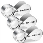 Ensemble de 3 loupes de bijoutier grossissement 10x 20x 30x pour inspection de bijoux et monnaies