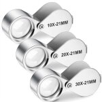 Ensemble de 3 loupes de bijoutier grossissement 10x 20x 30x pour inspection de bijoux et monnaies