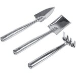 Ensemble de 3 mini - outils de jardinage (pelle, r�teau, manche) en plastique et acier inoxydable, jouet ...