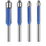 Ensemble de 4 affleureuses  double roulement de qualit professionnelle, manche de 6 mm - argent et ...