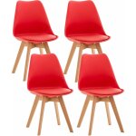 Lot de 4 chaises de salle � manger linares rouge plastique