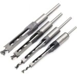 Ensemble de 4 ciseaux, foret carr, gouge en acier, ensemble d'outils de travail du bois (1 / 4 - 1 / ...