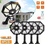 Ensemble de 4 lampadaires solaires d'ext�rieur avec d�tecteur de mouvement et t�l�commande, 168 led, ...