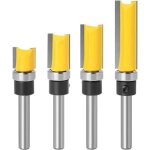 Ensemble de 4 m�ches de coupe � tige 1 / 4 pouce, coupe droite avec gabarit de roulement foret de fraisage ...