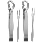 Ensemble 4 pinces escargots + fourchettes inox, ustensiles compacts fruits de mer maison ou restaurant ...