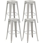 Clp - lot de 4 tabourets de bar en m�tal empilables joshua argent