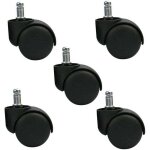 Ensemble de 5 roulettes pivotantes pour tabouret ou chaise de bureau - noir - roues silencieuses