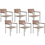 Ensemble de 6 chaises de jardin en acier inox et bois clair moderne viareggio