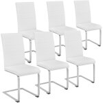 Tectake - lot 6 chaises de salle  manger rembourres pieds en mtal blanc