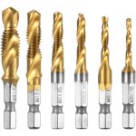 Ensemble de 6 forets et tarauds combin�s hss, forets d'�bavurage et de fraisage m�triques hexagonaux, ...