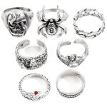 Ensemble de 7 bagues serpent punk pour femmes et hommes ? bijoux gothiques vintage ajustables, accessoires ...