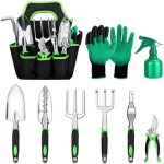 Ensemble de 9 outils de jardinage antirouille avec sac de rangement ensemble d'outils de jardinage ensemble ...