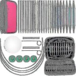 Ensemble d'aiguilles � tricoter circulaires interchangeables en aluminium, 26 pi�ces, 13 tailles d'aiguilles ...