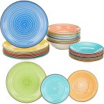 Ensemble d'assiettes color�es 27, 3x3, 2 cm, 21, 2x5, 7 cm, 19, 3x2, 5 cm.