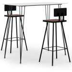 Ensemble de bar 3 pcs blanc vidaxl