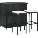 Ensemble de bar 3 pcs résine tressée noir vidaxl Ensemble de bar 3 pcs résine tressée noir vidaxl