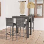 Vidaxl - ensemble de bar d'extrieur 5 pcs coussins rsine tresse gris