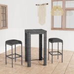 Vidaxl - ensemble de bar de jardin 3 pcs et coussins rsine tresse gris