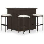 Vidaxl - meuble de bar de jardin 4 pcs et coussins rsine tresse marron