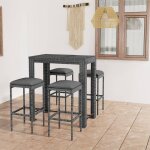Ensemble de bar de jardin 5 pcs et coussins rsine tresse gris vidaxl