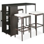 Ensemble de bar de jardin 5 pcs coussins r�sine tress�e marron vidaxl