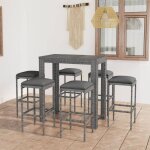 Ensemble de bar de jardin 7 pcs et coussins rsine tresse gris