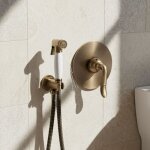 Ensemble de bidet paulgurkes en bronze avec robinetterie encastr�e et douchette r�tro