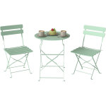 Ensemble bistrot de jardin - 3 pi�ces - table et 2 chaises pliantes � lattes san montage - m�tal - 42x48x80cm ...