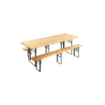 Ensemble brasserie compose' d'une table et de deux bancs pliants en bois 220x70x76 cm pour pique - nique ...