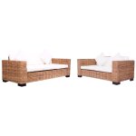 Vidaxl - ensemble de canapés de jardin 2 pcs avec coussins rotin naturel Vidaxl - ensemble de canapés de jardin 2 pcs avec coussins rotin naturel