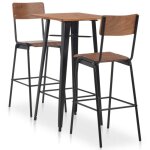 Ensemble de chaises et table de bar en acier noir avec haut en bois et sessions