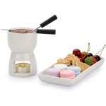 Ensemble chauffe - beurre en cramique de 150 ml avec plat rectangulaire en cramique, mini marmite  ...