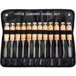 Ensemble de ciseaux � bois professionnels - 12 outils de travail du bois tranchants avec �tui de transport ...