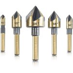 Ensemble de coniques frais�s foret � chanfreiner hss, 5 pi�ces 82� 5 fl�tes, queue 3 pans 1 / 4 , rev�tement ...