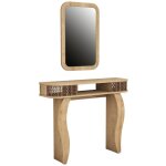 Ensemble console fixe bois chne clair avec miroir dolly 105cm