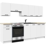Akord - ensemble de cuisine oliwia 2. 4m blanc 240 cm 11 portes 1 tiroir faade blanche 240x46x203 cm ...