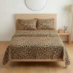 Ensemble de draps safari leopard 100 % coton fabriqu� en italie ? ci - dessous avec des coins h 25 cm ...
