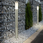 Ensemble �l�gant de 2 lampadaires en acier inoxydable base d'�clairage ext�rieur 1x e27 ip44