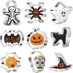 Ensemble d'emporte - pi�ces d'halloween, 9 pi�ces en acier inoxydable - citrouille, fant�me, chauve - ...