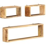 Ensemble d'�tag�re cube 3 pcs bois solide de manguier vidaxl